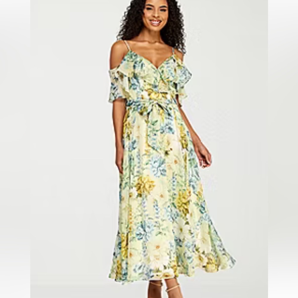Premier Amour Floral Cold-Shoulder Midi Dress Sz 10 NWT